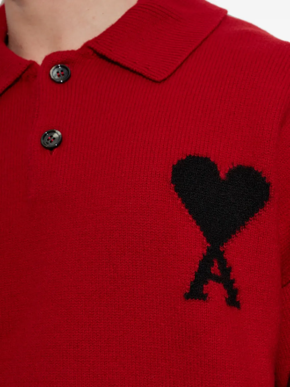AMI Paris Ami de Coeur poloshirt met lange mouwen Rood