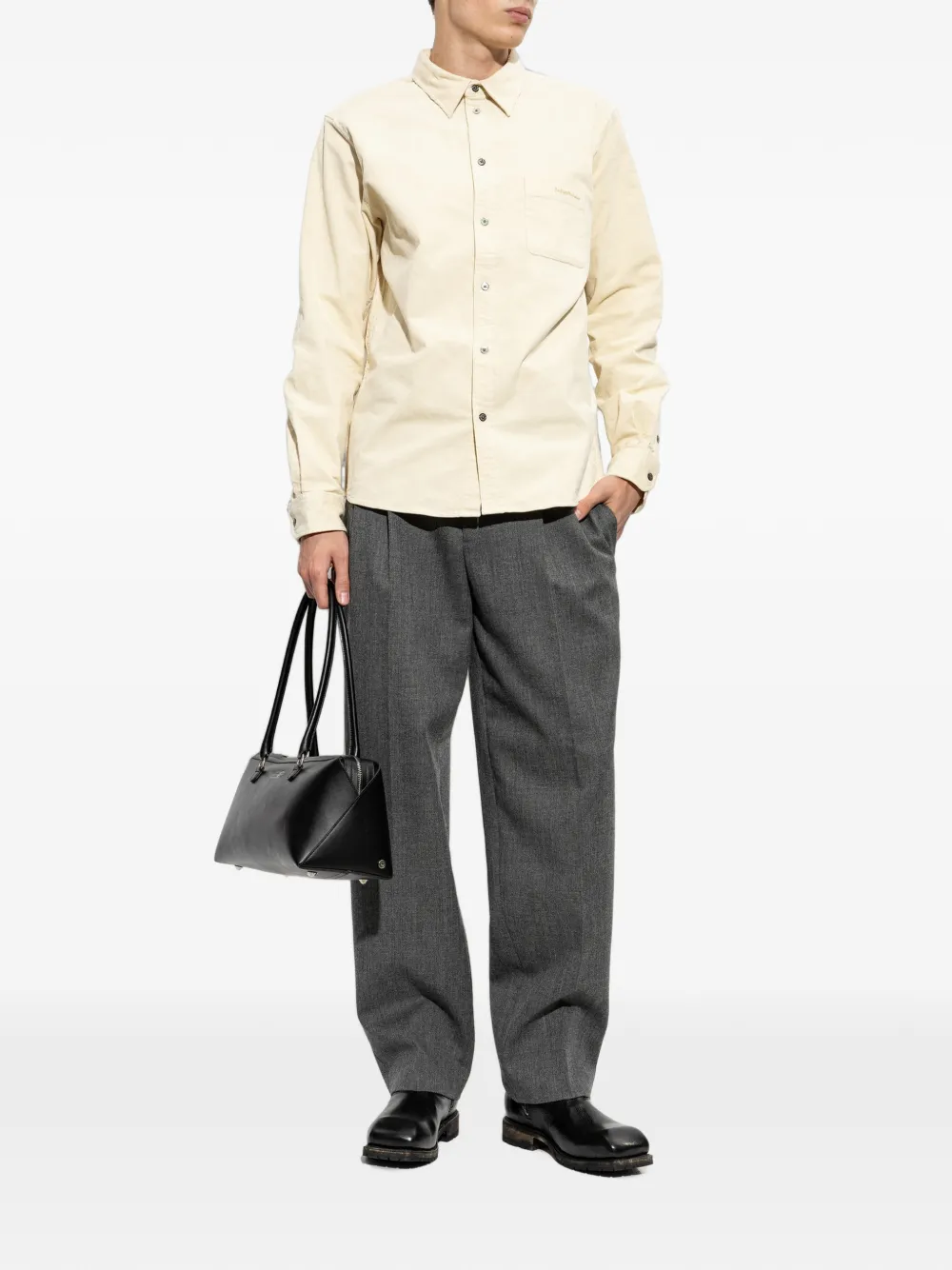 Zadig&Voltaire Simon corduroy logo-embroidered shirt Beige