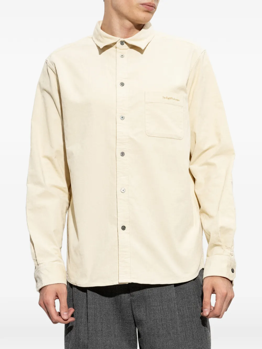 Zadig&Voltaire Simon corduroy logo-embroidered shirt Beige