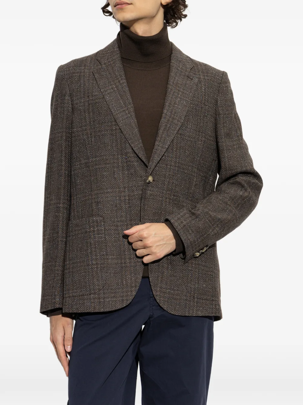 Paul Smith Geruite wollen blazer met buggy voering en opgestikte zak Bruin