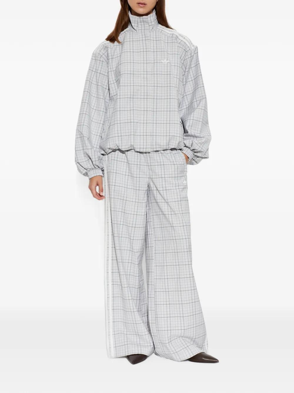 adidas check-print high-neck sweatshirt Wit