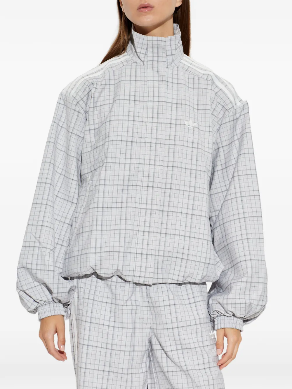 adidas check-print high-neck sweatshirt Wit