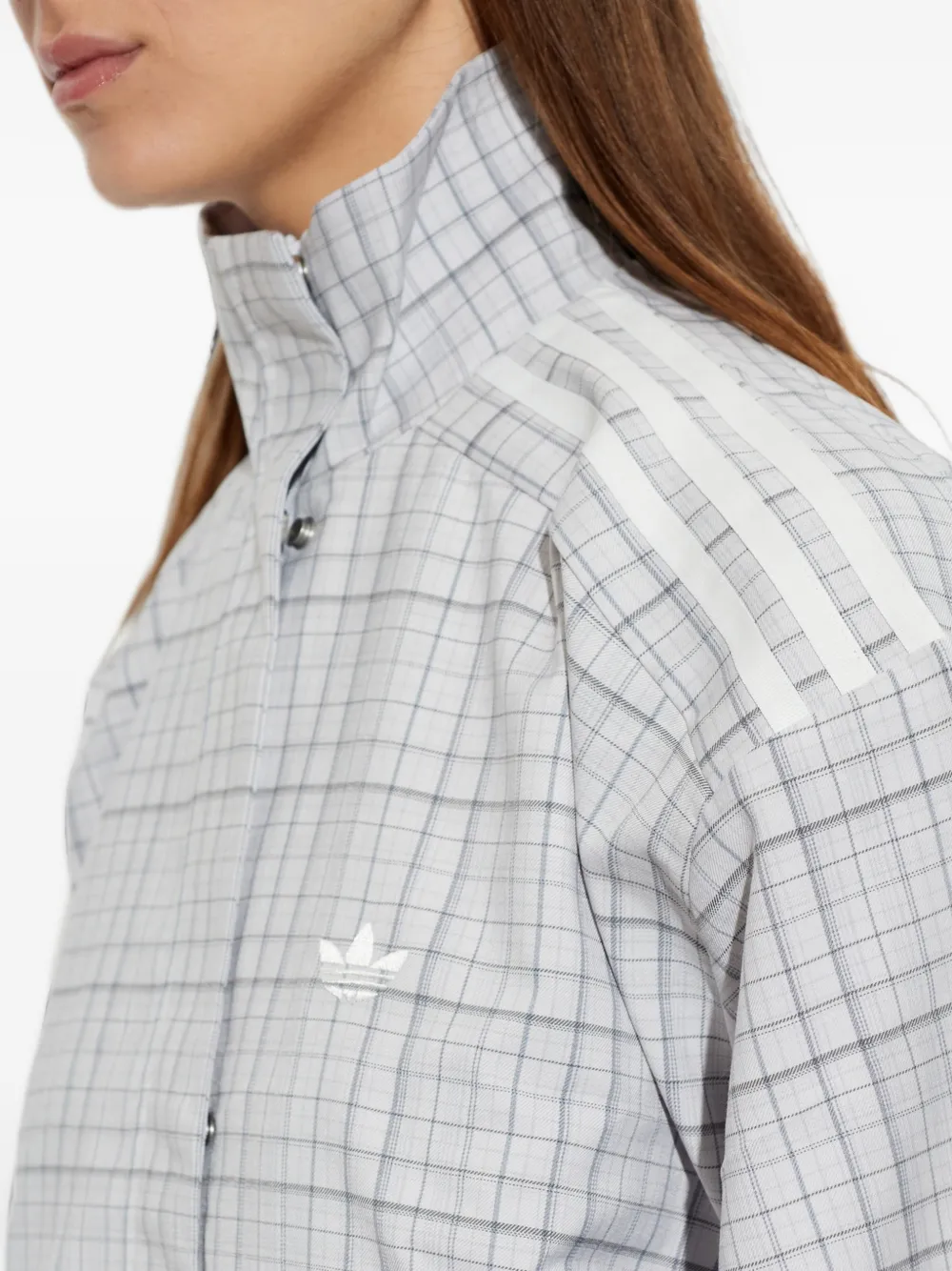 adidas check-print high-neck sweatshirt Wit