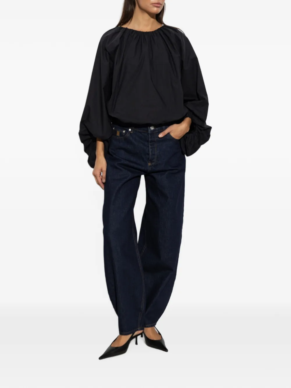 By Malene Birger Semara puff-sleeve blouse Zwart