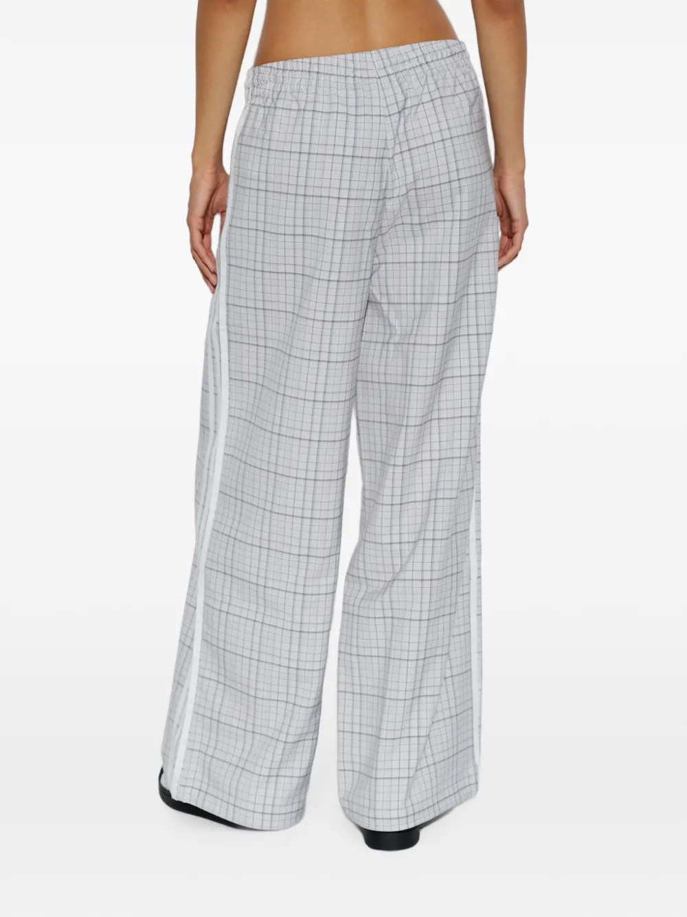 adidas checked wide-leg track pants Grijs