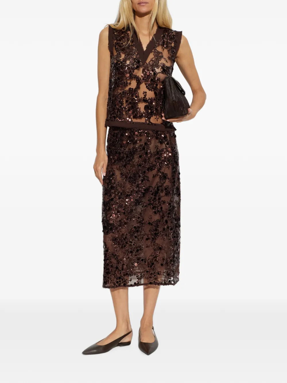 Baum Und Pferdgarten Shania sequin-embellished midi skirt Bruin