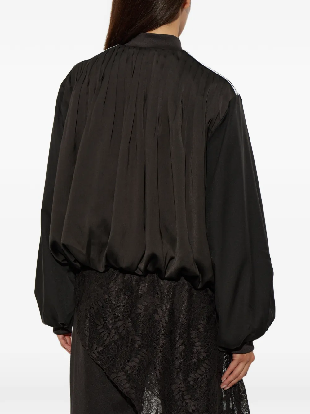 adidas pleated puff-sleeve blouse Zwart