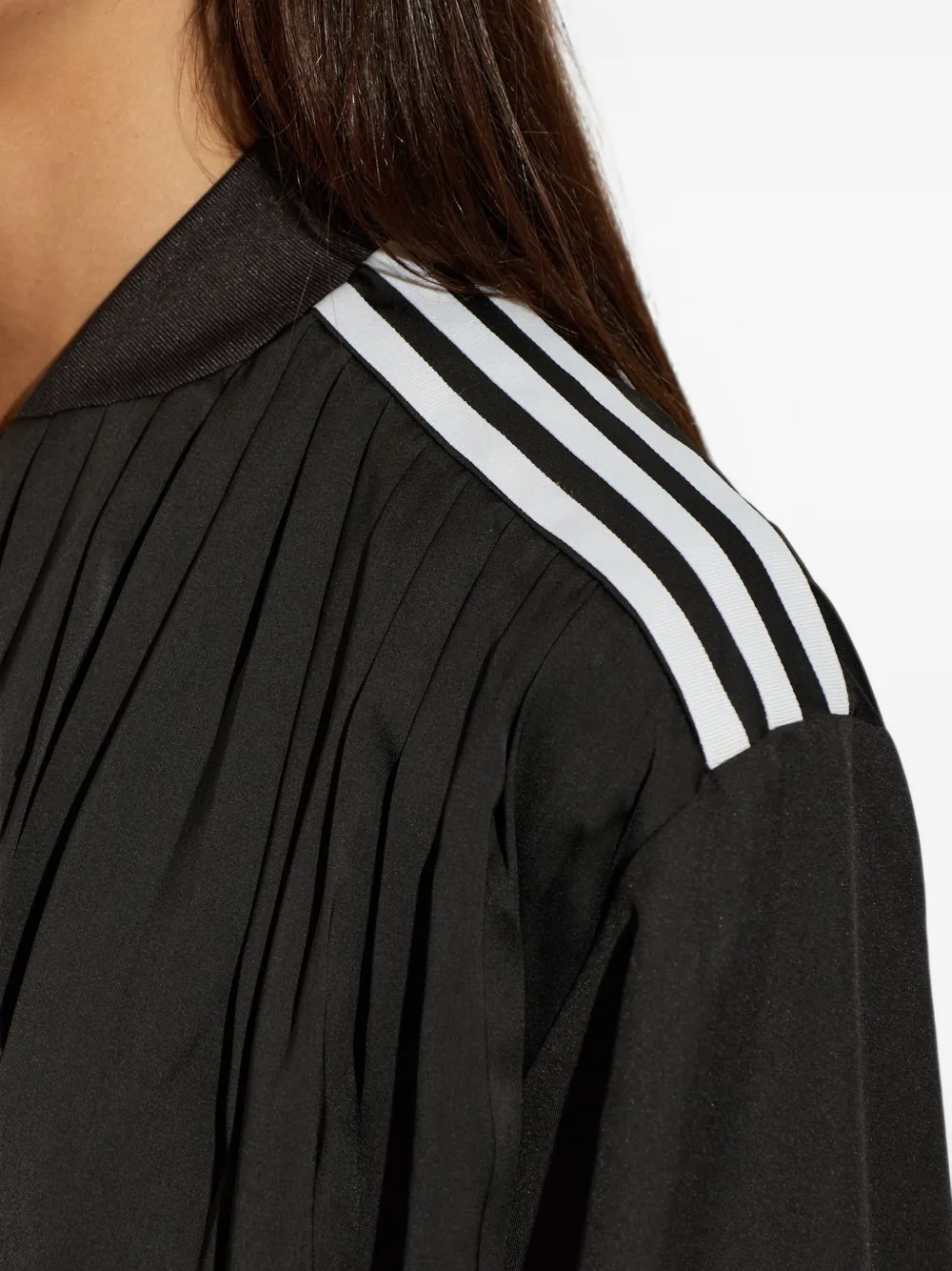 adidas pleated puff-sleeve blouse Zwart
