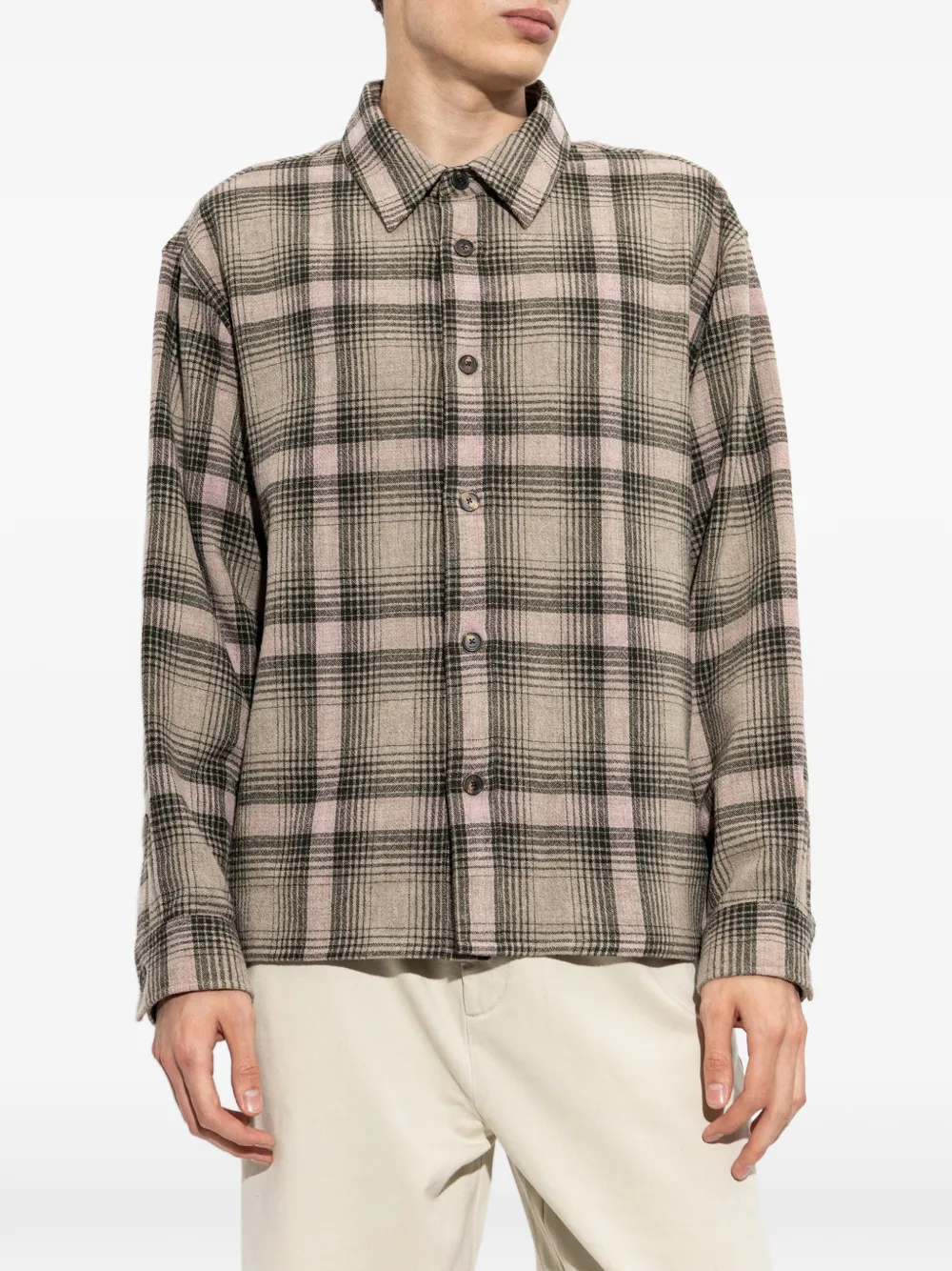 FRAME Checked Shirt in Neutrals, view 3