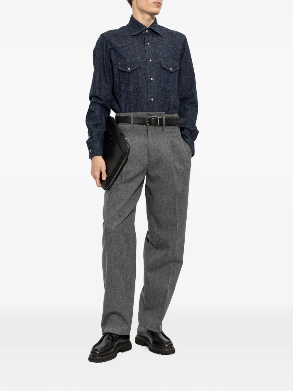 Eleventy Denim overhemd Blauw