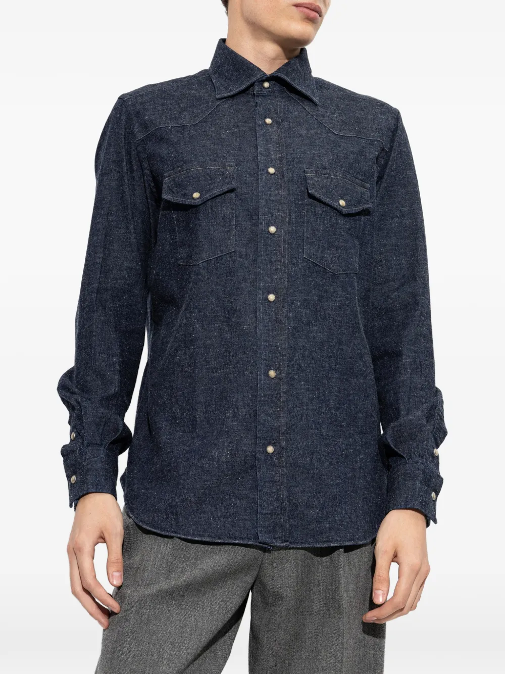 Eleventy Denim overhemd Blauw