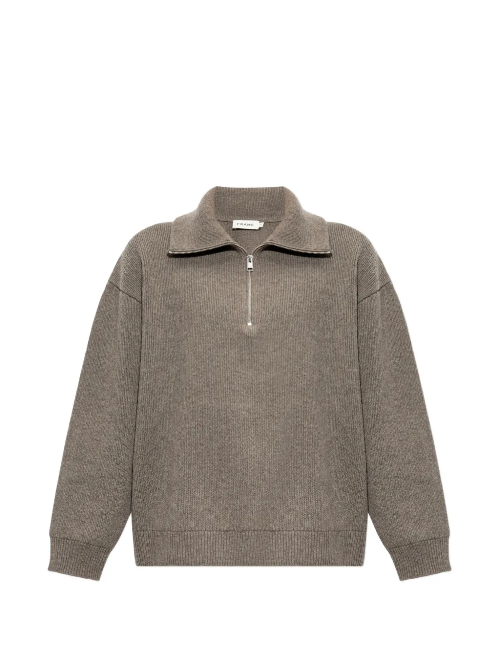 FRAME Retro ribbed-knit half-zip sweater