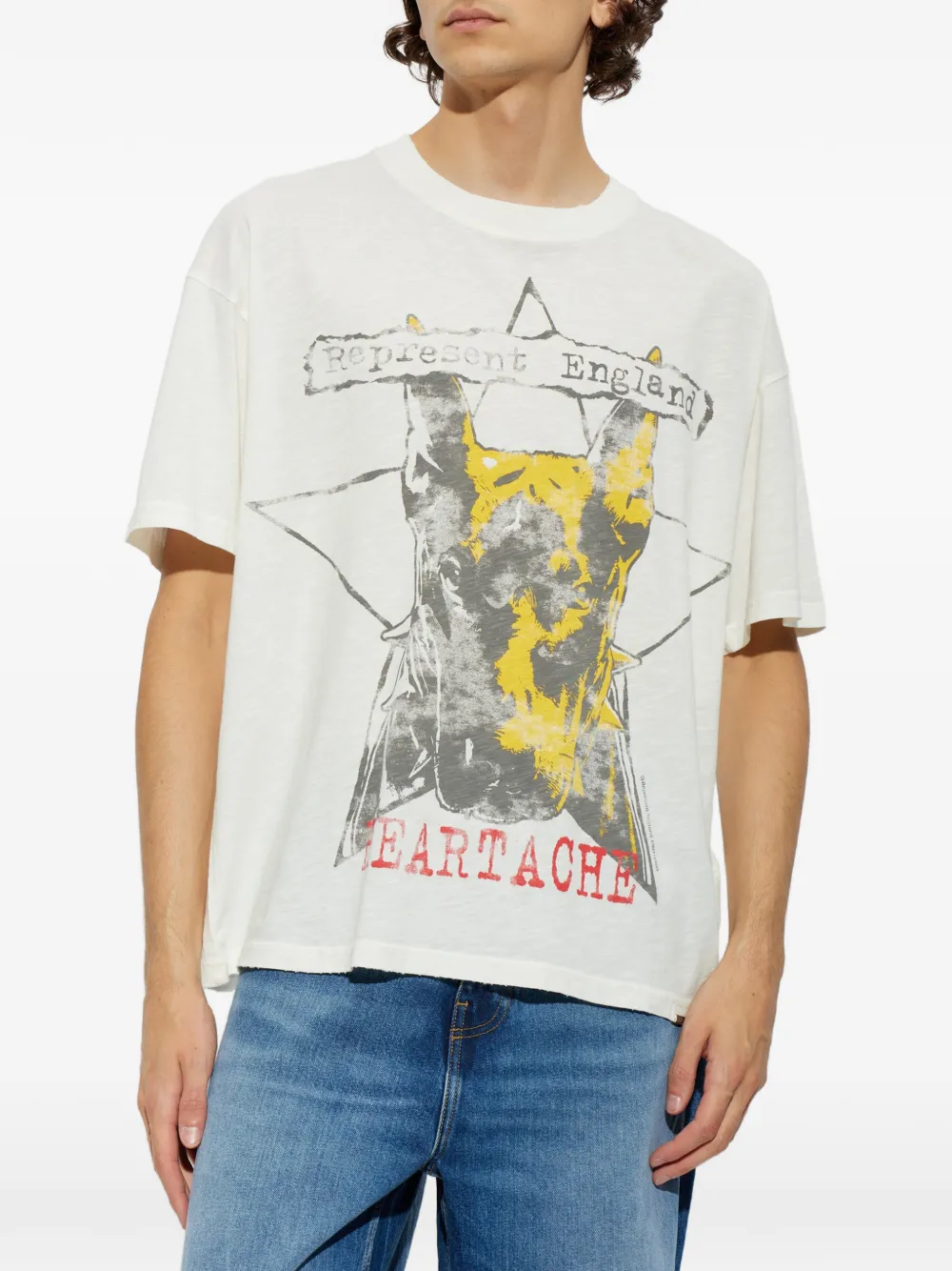 Represent graphic-print T-shirt Beige