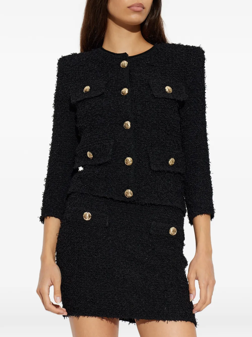 Balmain Tweed jack met schoudervullingen Zwart