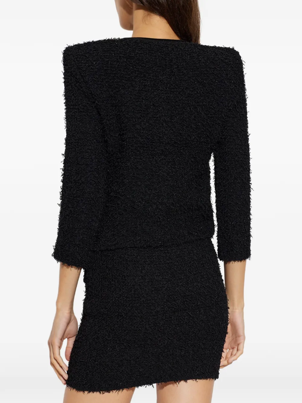 Balmain Tweed jack met schoudervullingen Zwart