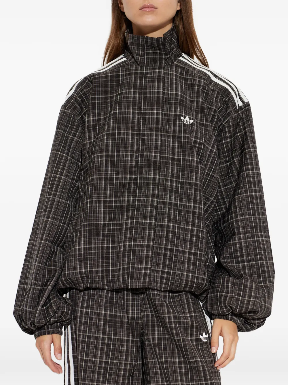 adidas check-pattern high-neck track jacket Bruin