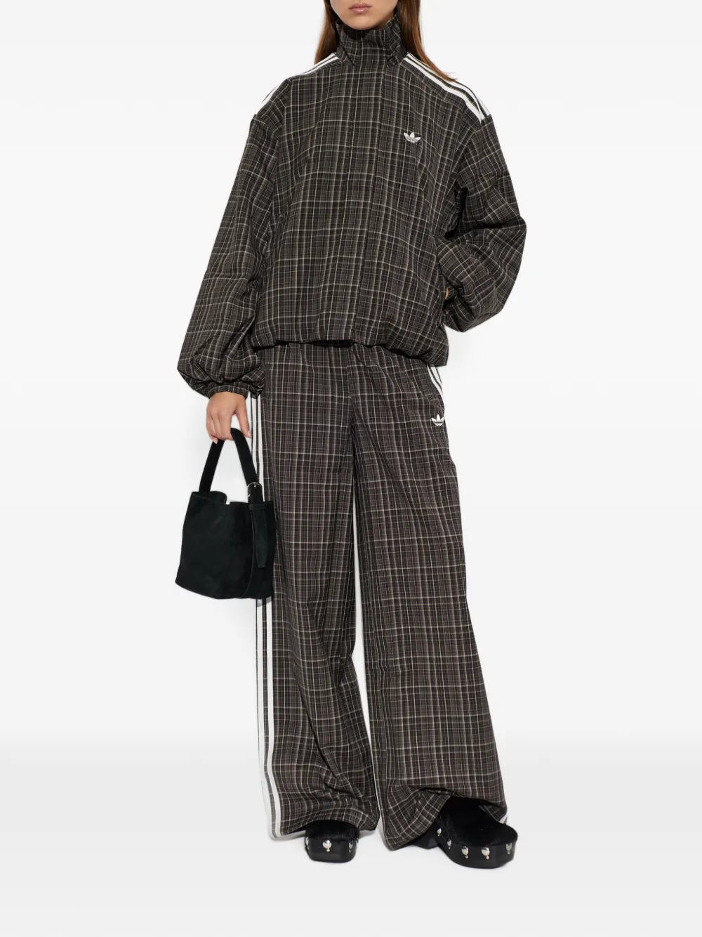 adidas check-pattern high-neck track jacket Bruin