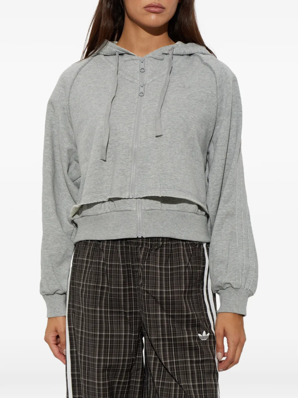 adidas layered-effect cropped hoodie Grijs