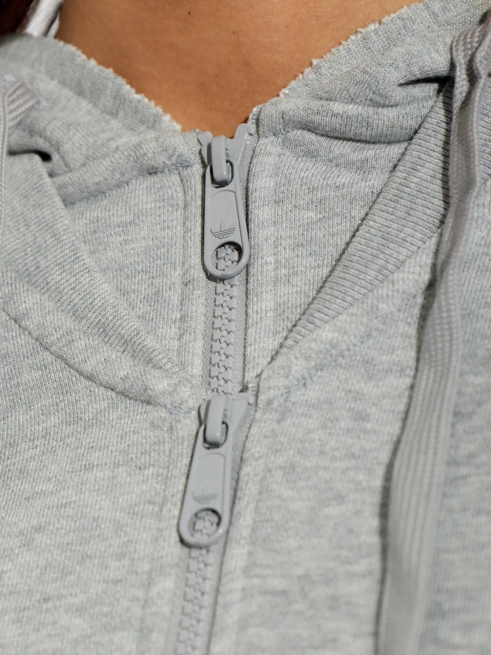 adidas layered-effect cropped hoodie Grijs