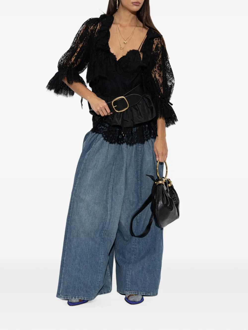 Chloé lace-detail blouse Zwart