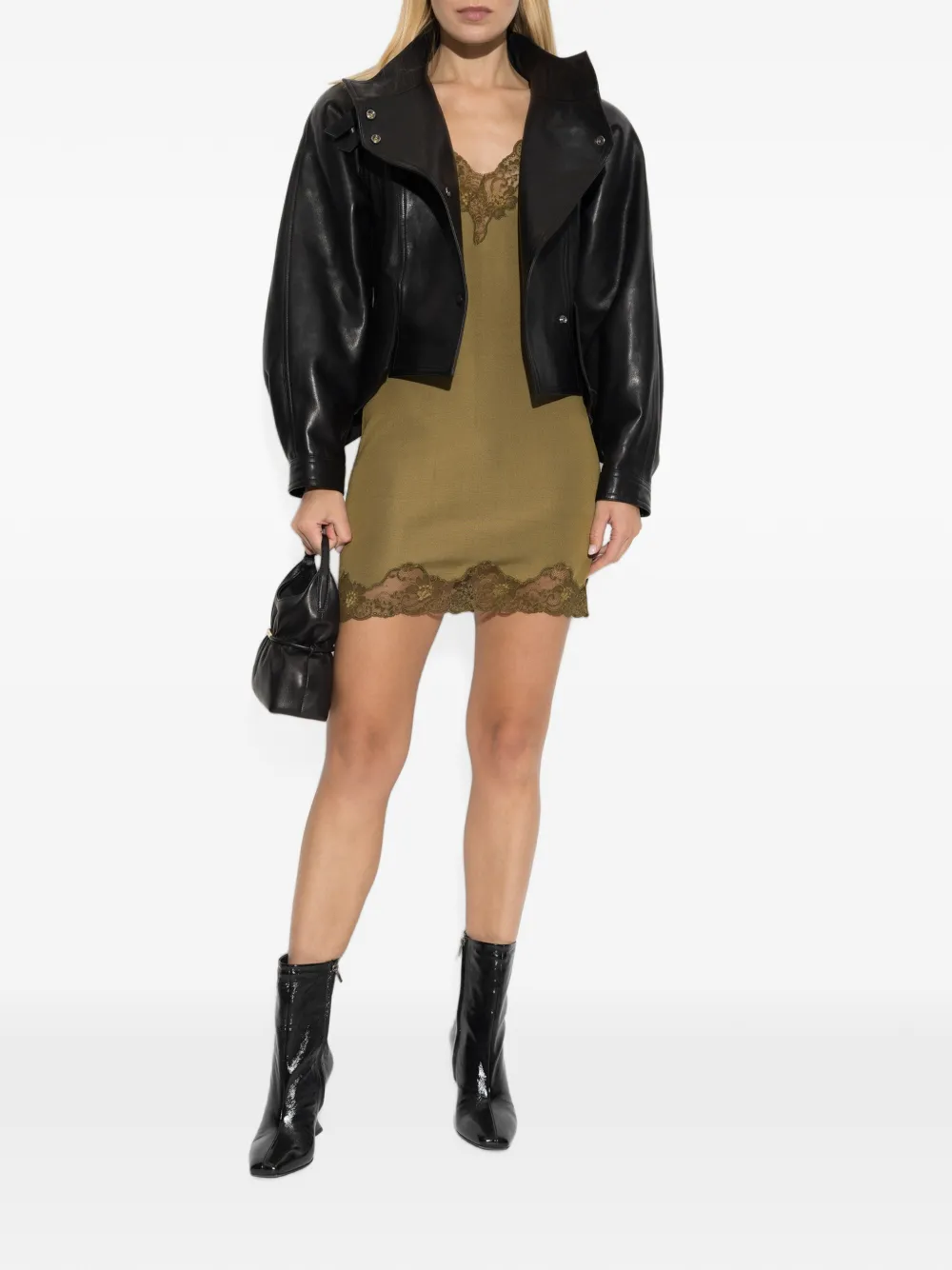 Balmain Mini-jurk met kant Groen