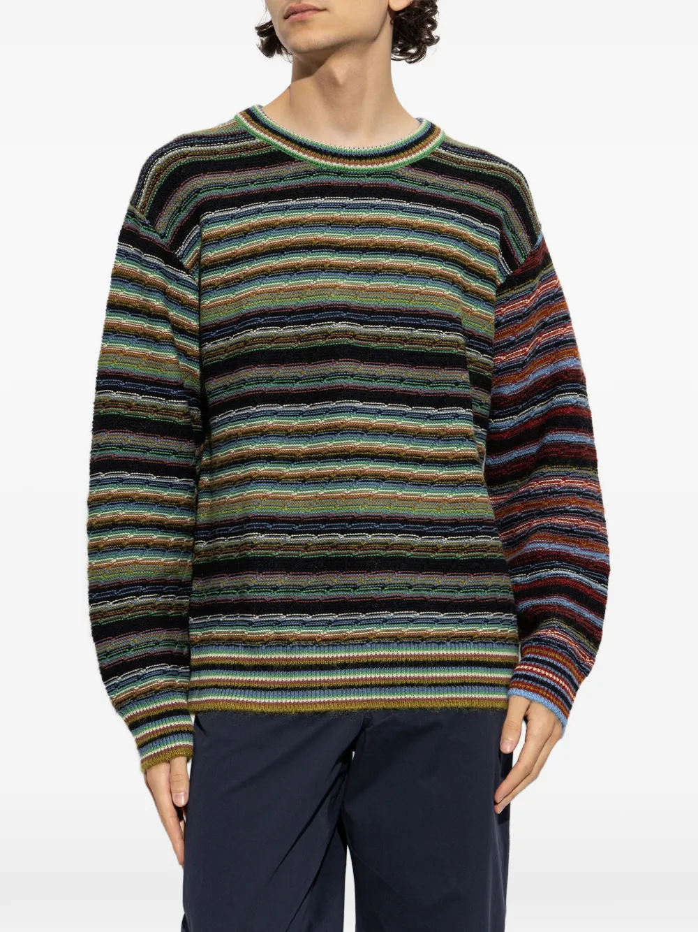 PS Paul Smith Gestreepte trui met textuur Zwart