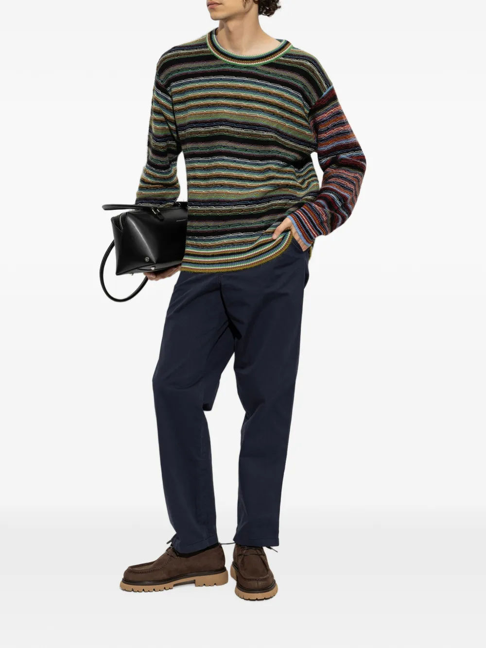 PS Paul Smith Gestreepte trui met textuur Zwart