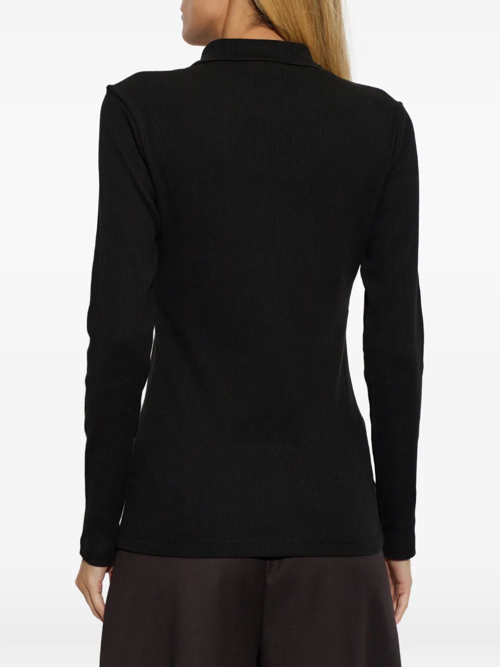 Lacoste ribbed long-sleeve polo shirt Zwart