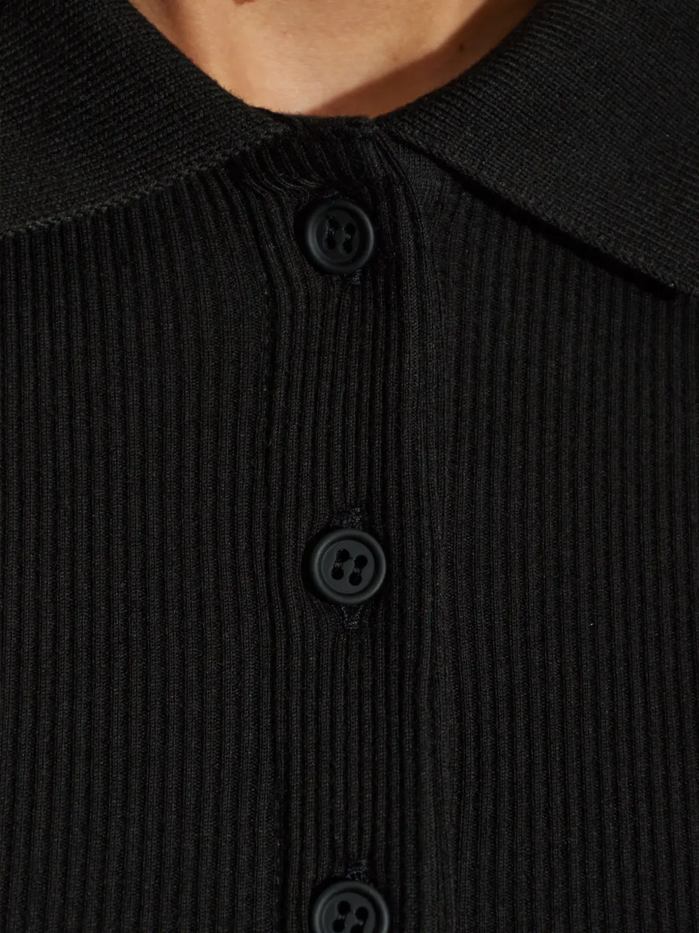 Lacoste ribbed long-sleeve polo shirt Zwart