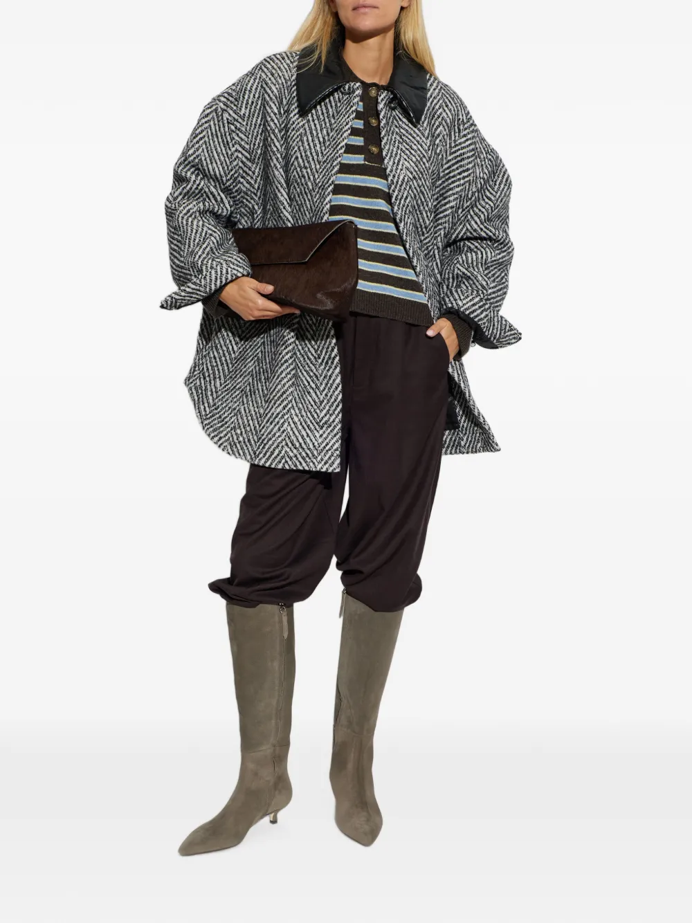 Baum Und Pferdgarten Berfe oversized jack met visgraatpatroon Wit