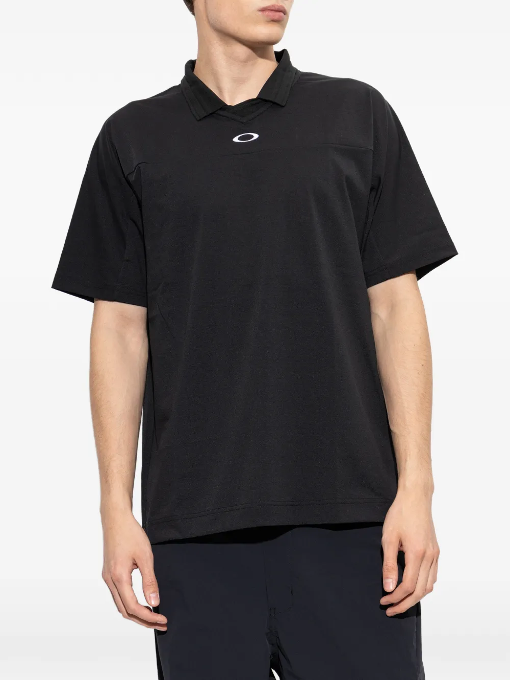 Oakley T-shirt met geborduurd logo en polokraag Zwart