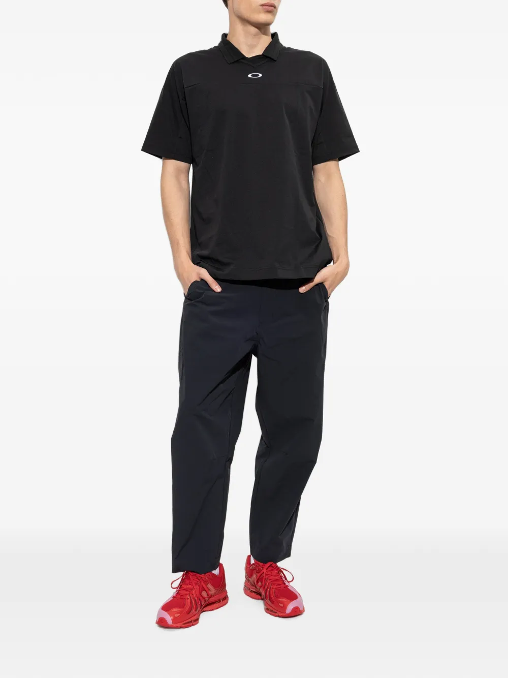 Oakley T-shirt met geborduurd logo en polokraag Zwart