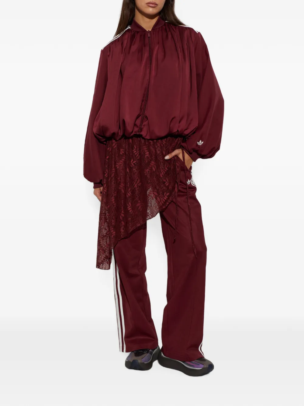 adidas pleated puff-sleeve track jacket Rood