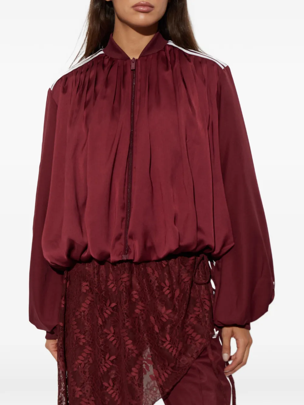 adidas pleated puff-sleeve track jacket Rood