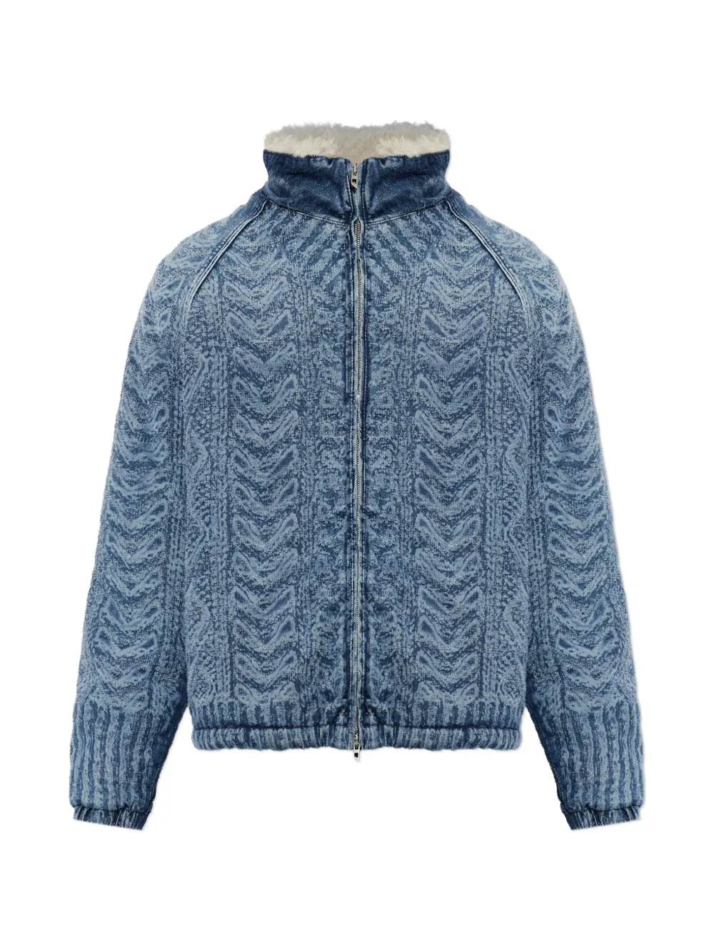 Diesel jacket in cable-knit-effect denim - Blu