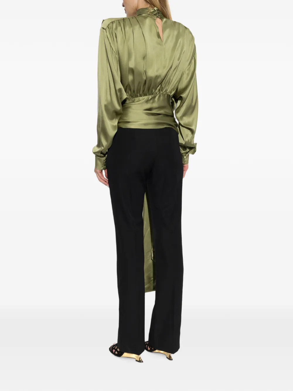 Balmain Blouse verfraaid met strik Groen