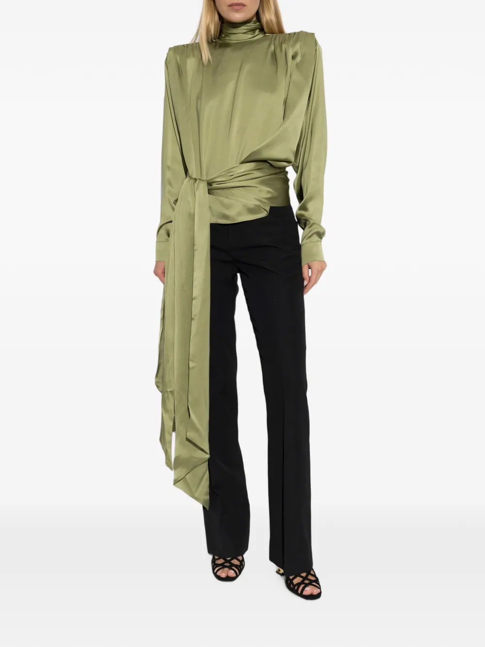 Balmain Blouse verfraaid met strik Groen