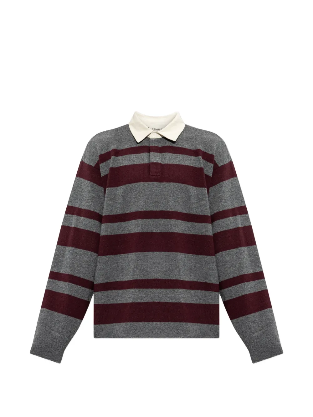 FRAME Rugby striped long-sleeve polo sweater
