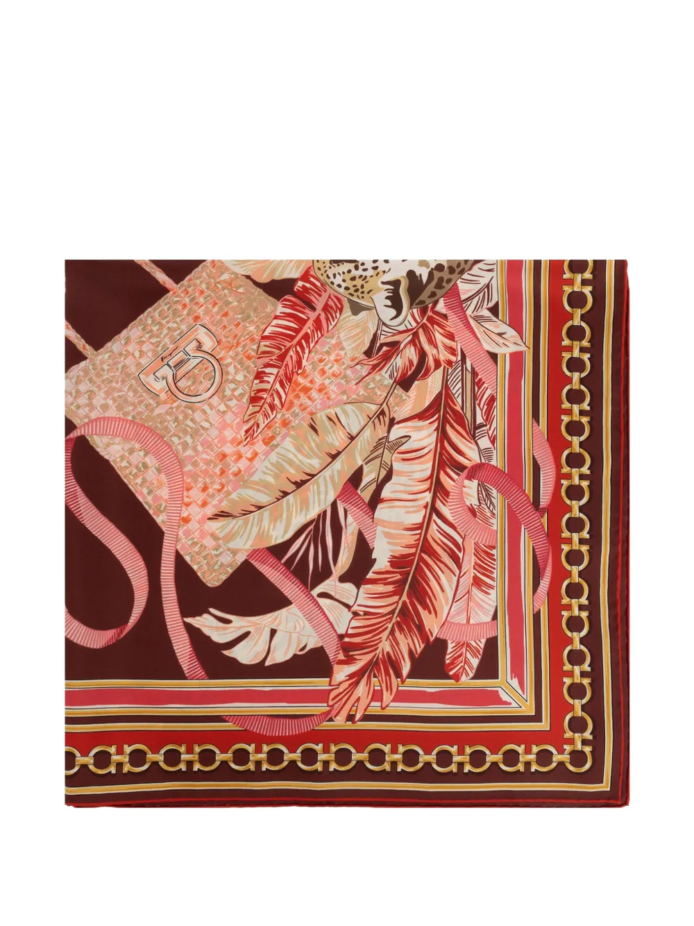 Ferragamo Feline print silk foulard - Marrone
