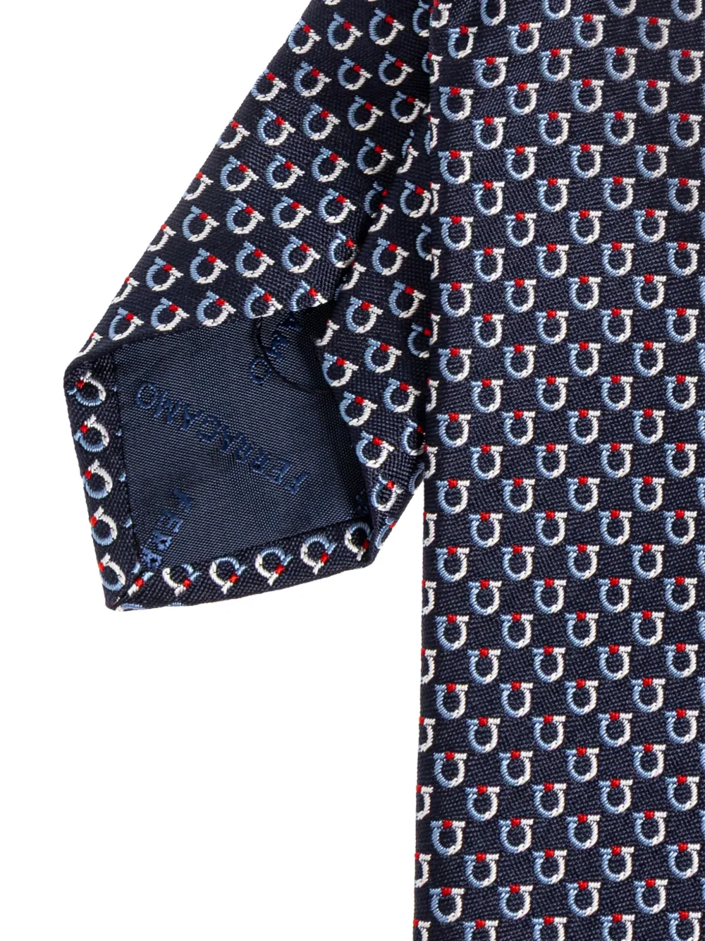 Ferragamo Gancini silk tie Blauw