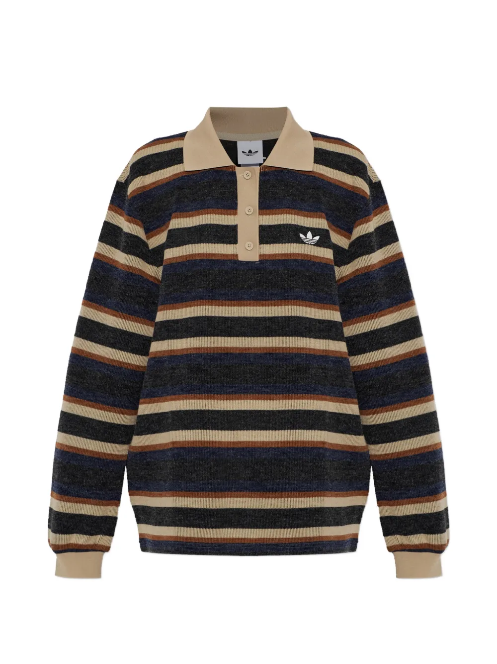 adidas striped Trefoil-logo polo shirt