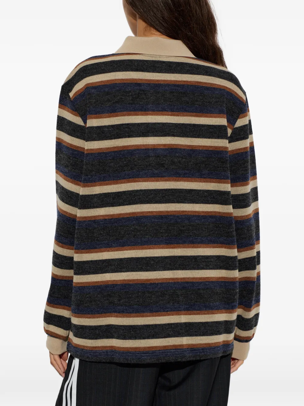 adidas striped Trefoil-logo polo shirt Zwart