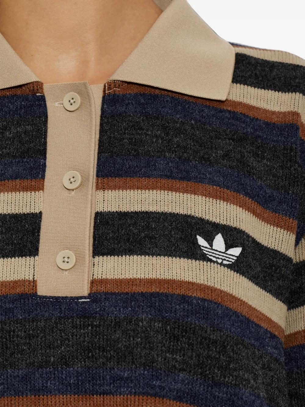 adidas striped Trefoil-logo polo shirt Zwart