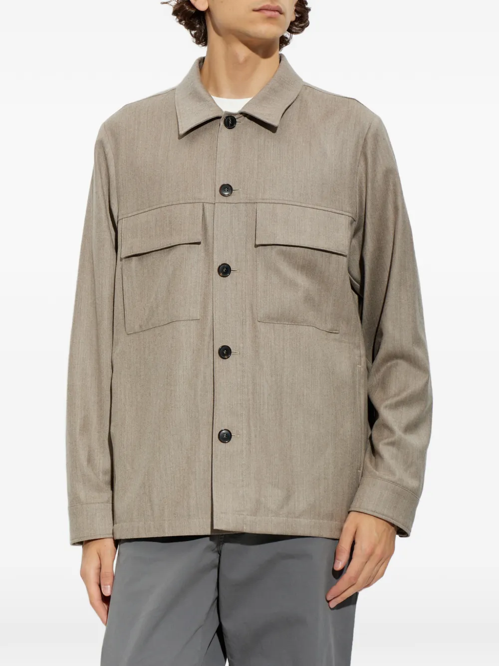 Paul Smith Flanellen shirtjack van wol-kasjmier Beige