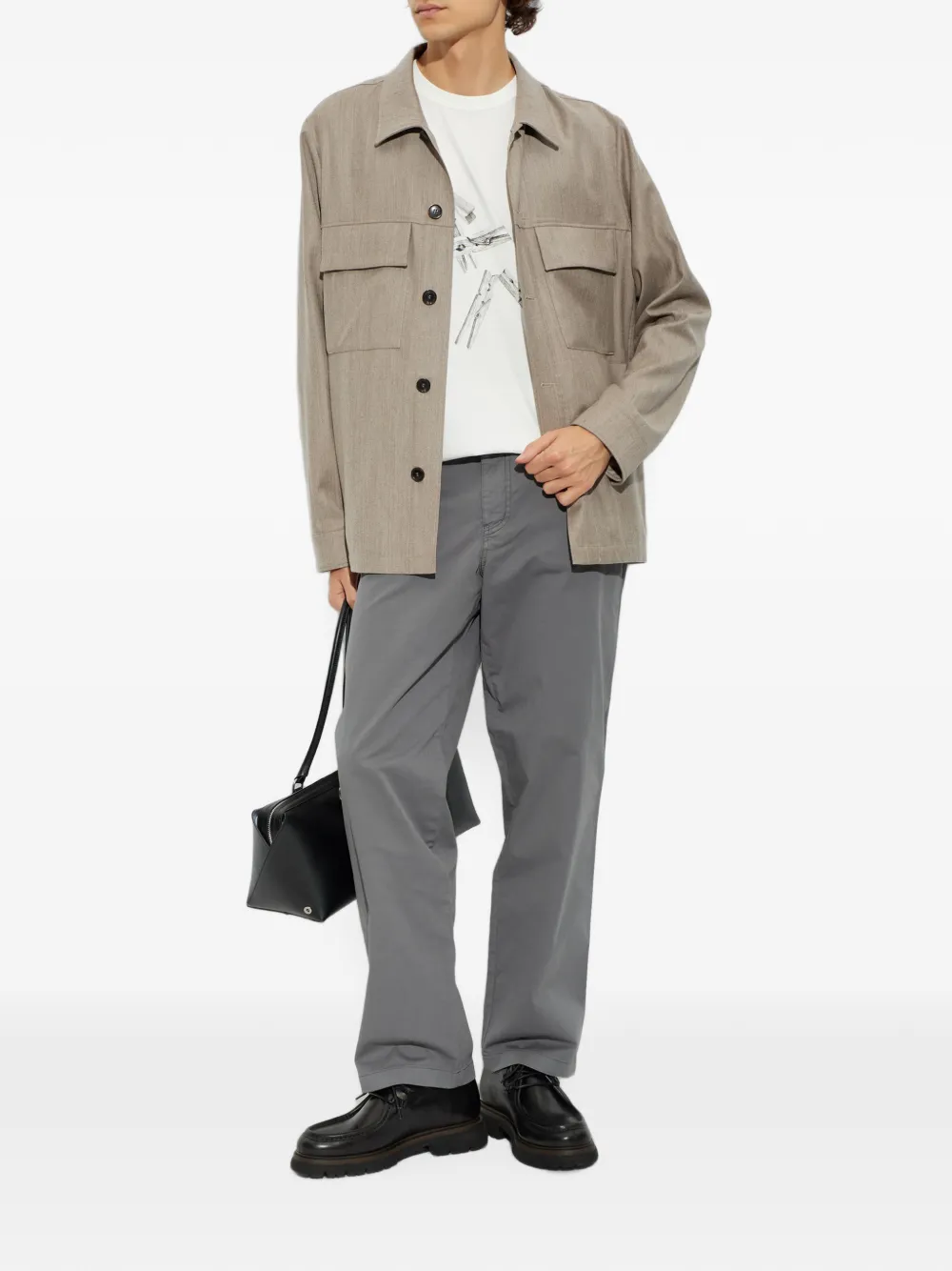 Paul Smith Flanellen shirtjack van wol-kasjmier Beige