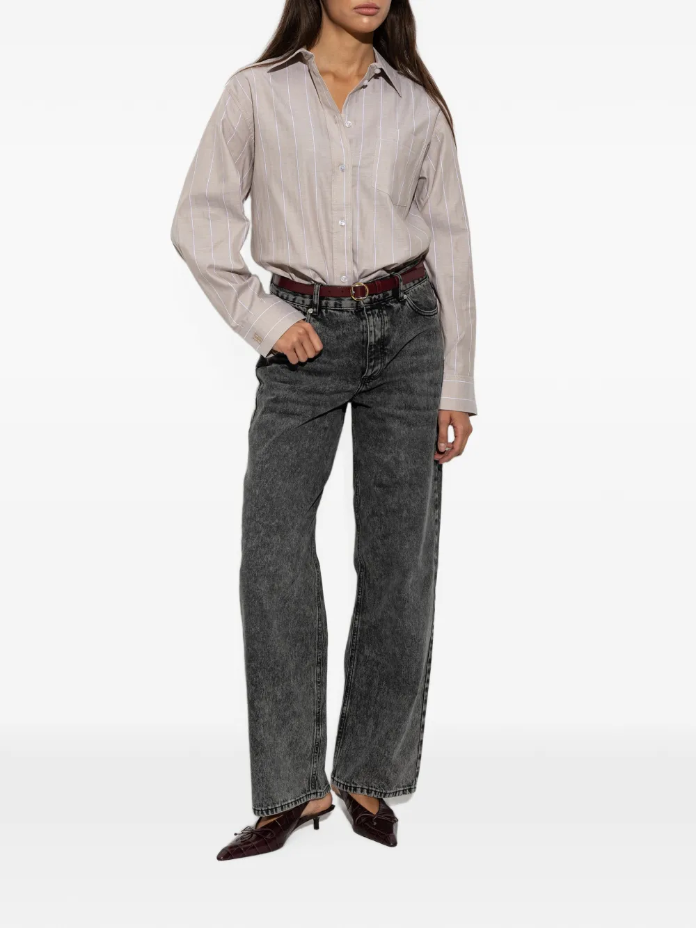 By Malene Birger Audrey pinstriped shirt Beige