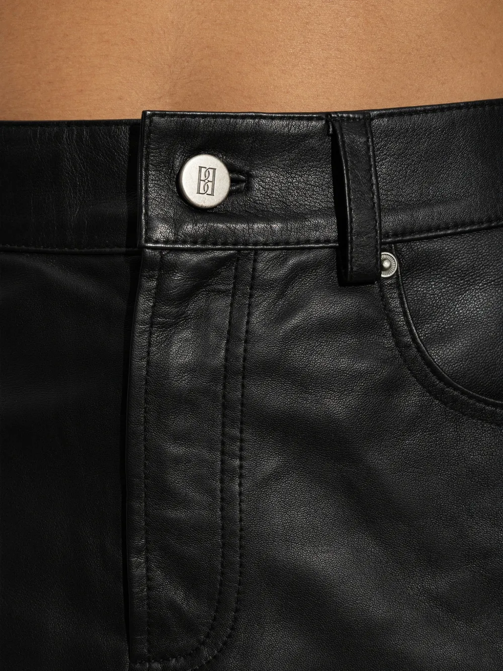 By Malene Birger Solene leather midi skirt Zwart