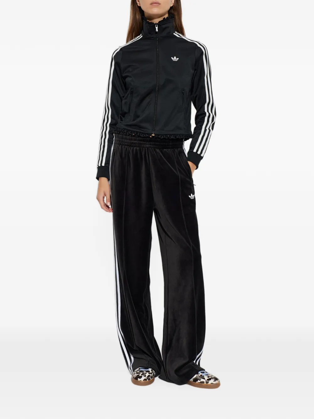 adidas 3-Stripes velour track pants Zwart
