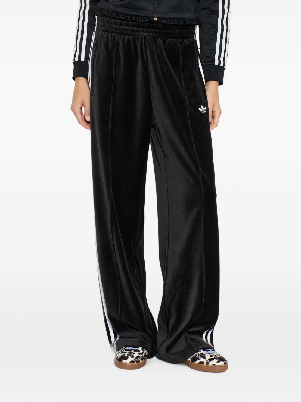 adidas 3-Stripes velour track pants Zwart