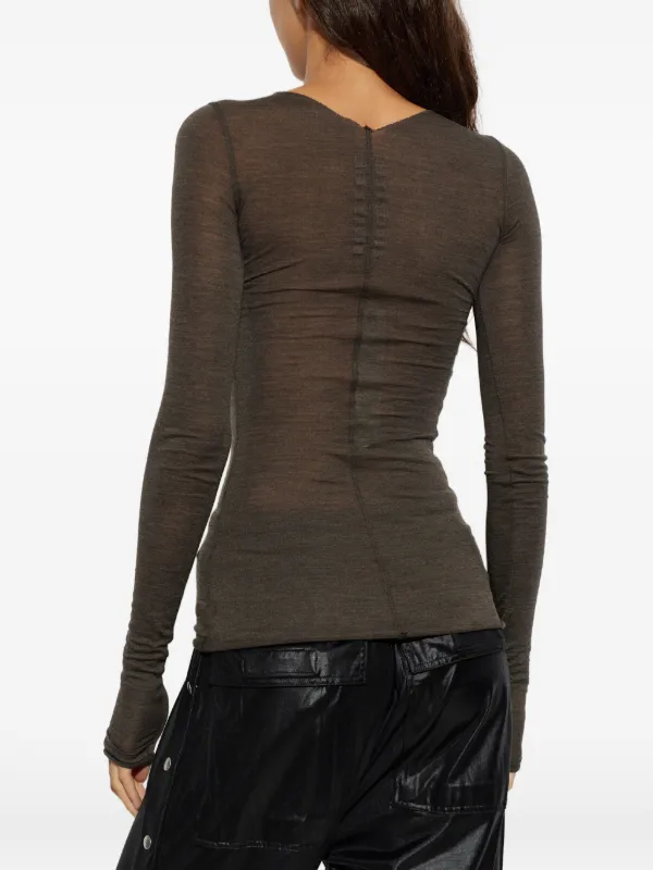トップス Rick Owens LS Rick Owens LS T Sheer long-sleeved T-shirt | Grey | FARFETCH UK